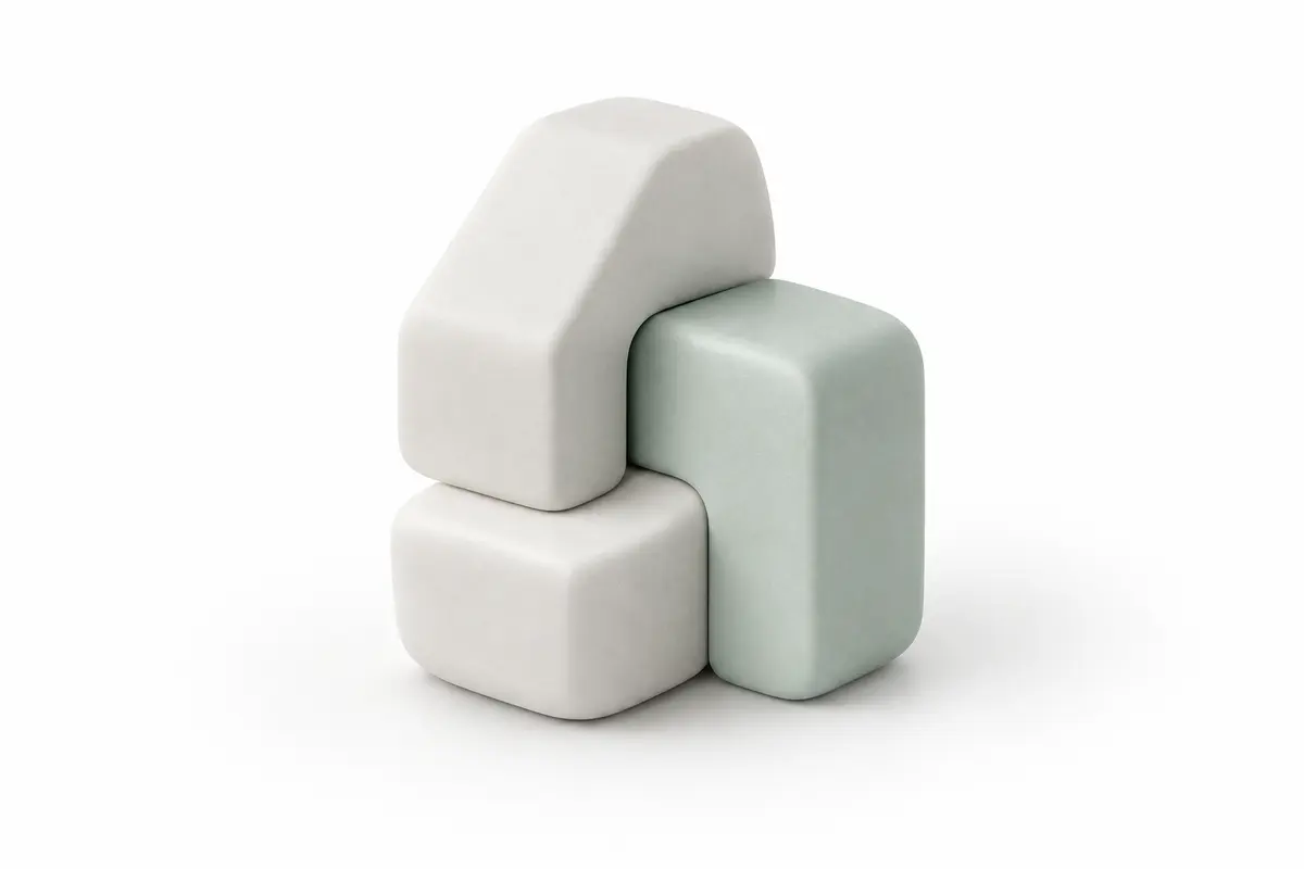 Volumes imbriqués blancs et vert doux